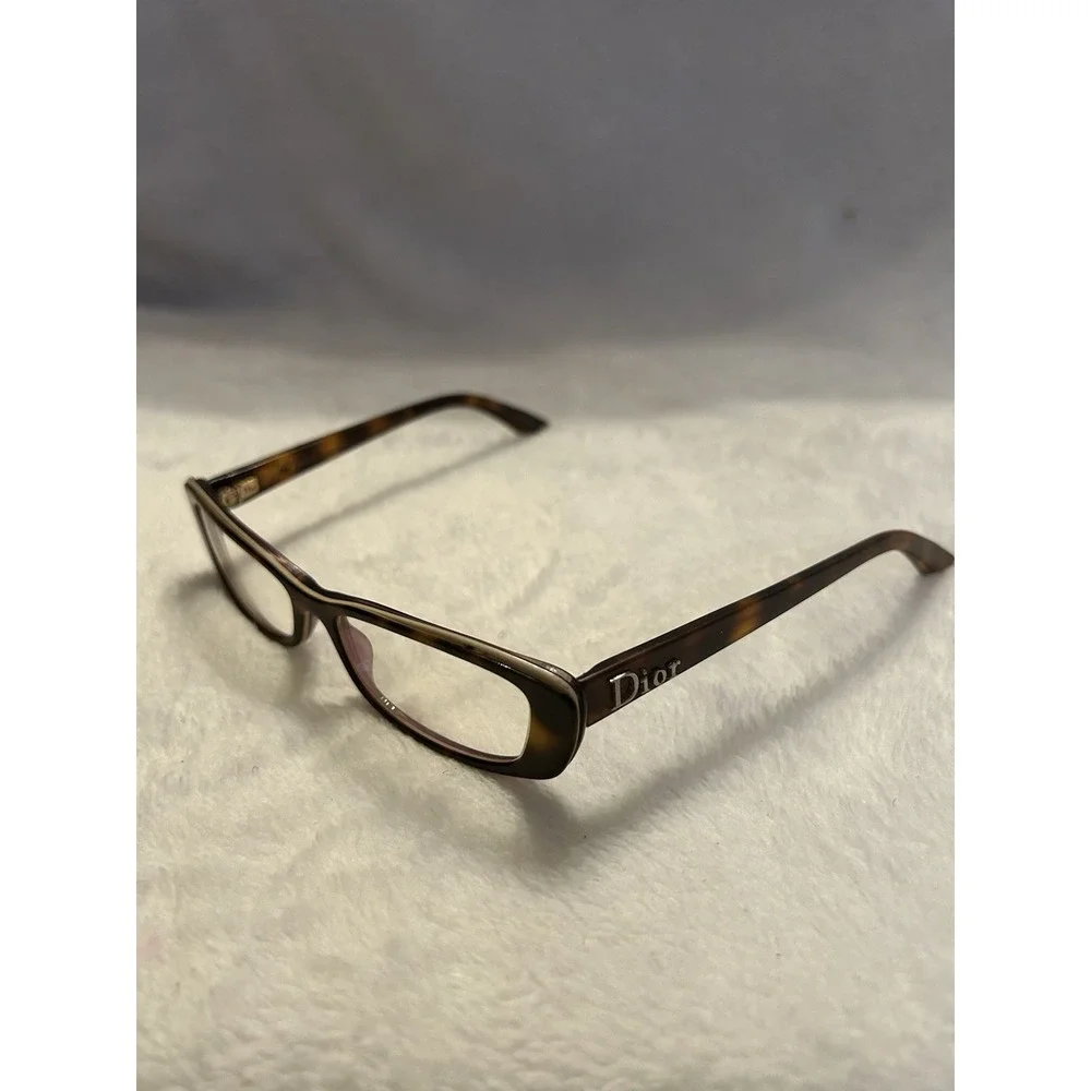 Vintage Christian Dior Eyeglasses Tortoise Brown Rectangle Y2K Designer Frames